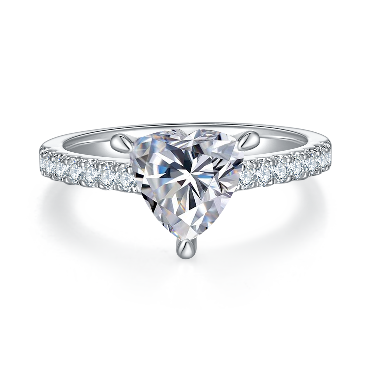 Micro inlaid triangle S925 silver plated white gold moissanite diamond women's ring 2.0 carats D-grade